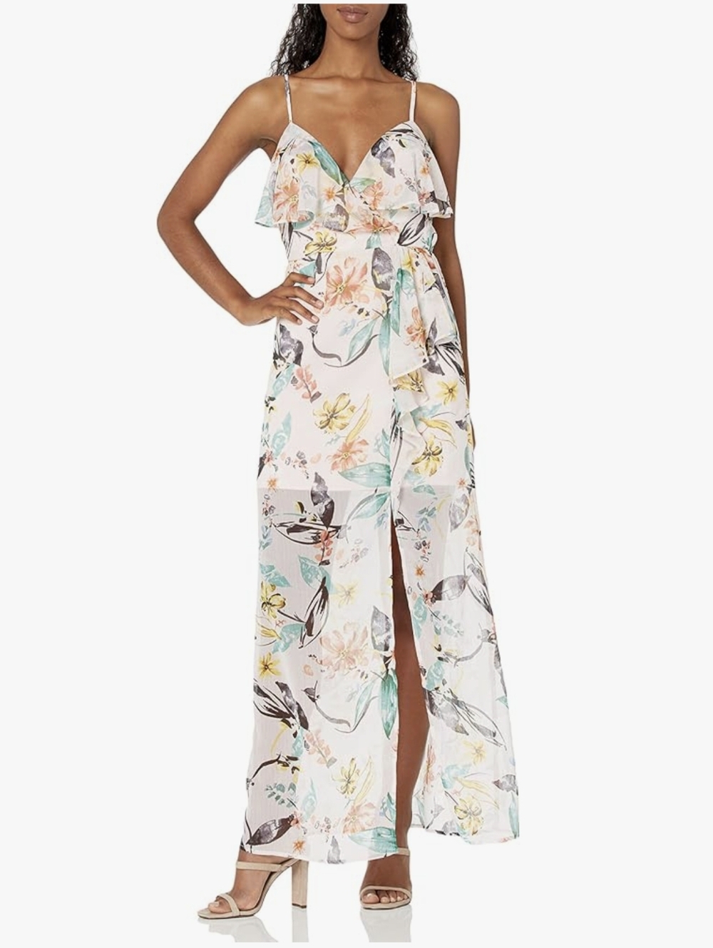NWT BCBGeneration Aloha Pink Floral Ruffle Wrap Maxi Dress